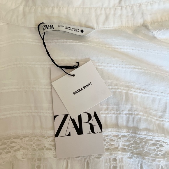 NWT Zara Mika Shirt Eyelet Button Down Sz M - Picture 3 of 4